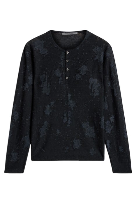 AGUSTIN REGULAR FIT LS HENLEY WITH DISTR BLACK 2