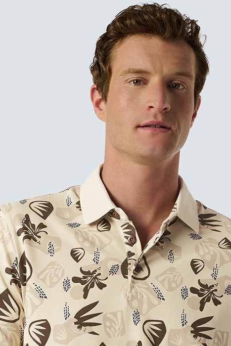 POLO PIQUE ALLOVER PRINTED GARMENT DYED STRETCH CEMENT 6