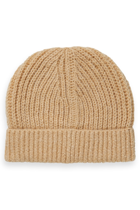 GIRLS RIB KNIT BEANIE SAND MELANGE 2