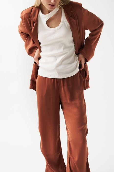 SATIN PARACHUTE PANTS SADDLE BROWN 6