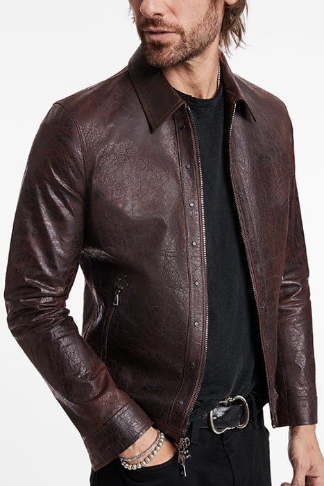 ZIP POCKET LEATHER CARGO JACKET SEPIA 3