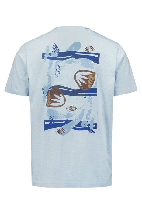 T-SHIRT CREWNECK PLACED PRINTS GARMENT DYED MELANGE SKY 5