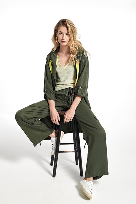 LYOCELL PALAU TROUSERS KAKI STITCHES CAMEL 6