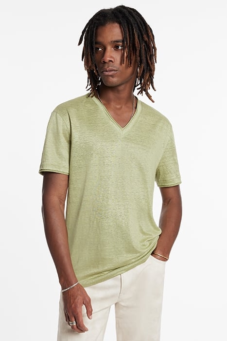 WOOSTER SLIM FIT SS LINEN V-NECK PISTACHIO 1