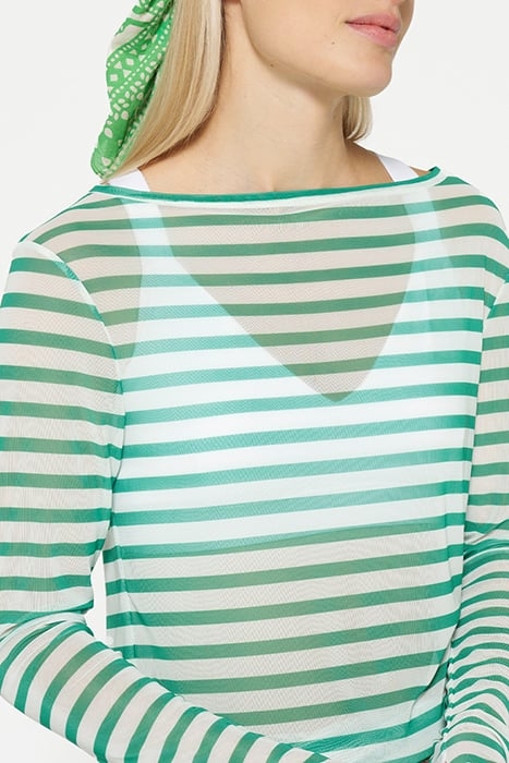 MESH TEE STRIPE ECRU/APPLE GREEN 5