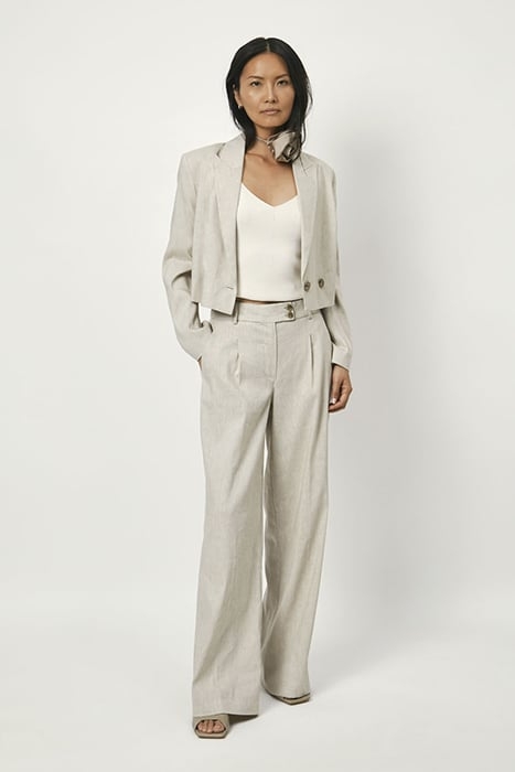 ACEDIA CROPPED LINEN BLAZER WHISPER CHALK 1