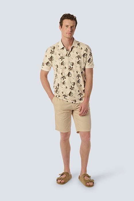 POLO PIQUE ALLOVER PRINTED GARMENT DYED STRETCH CEMENT 3