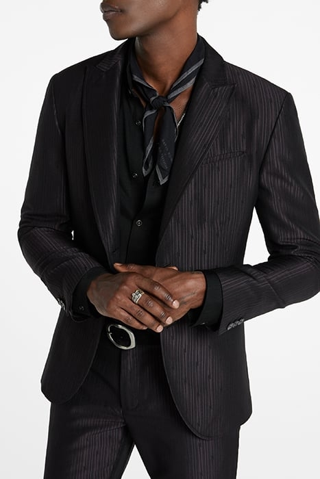 TWO BUTTON FRONT PEAK LAPEL JACKET PLUM 1