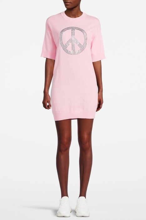 PEACE SYMBOL KNITTED DRESS PINK 1