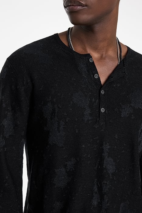 AGUSTIN REGULAR FIT LS HENLEY WITH DISTR BLACK 3