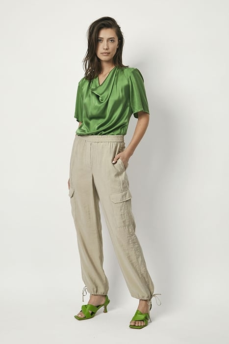 KESWICK SILK DRAPEY TOP BASIL GREEN 1