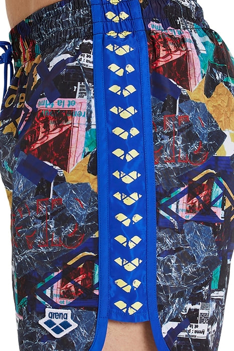 MEN'S ARENA ICONS BEACH BOXER ALLOVER NEON BLUE MULTI-NEON B 4