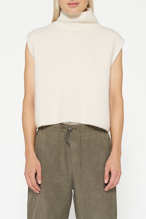 SHORT SOFT KNIT SWEATER ECRU 1