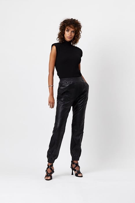 KUNO LEATHER JOGGER PANTS RAVEN 1