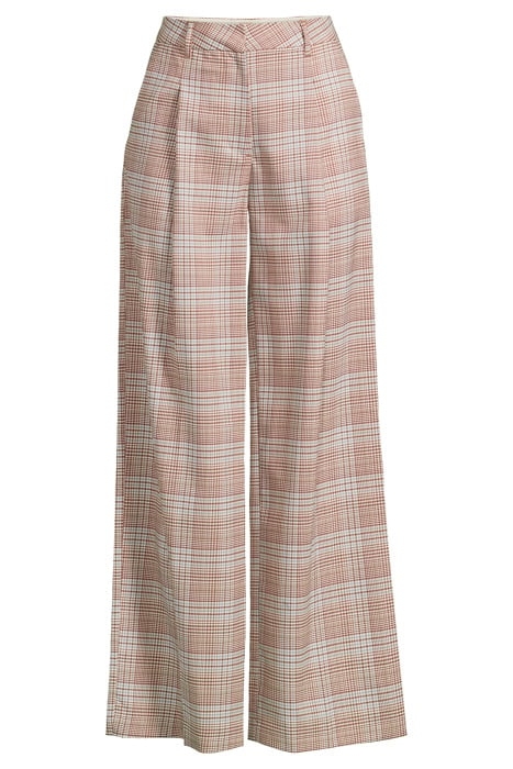 ROSE - PLEATED HIGH RISE WIDE LEG CHECK PANT PRINCE OF WALES 3