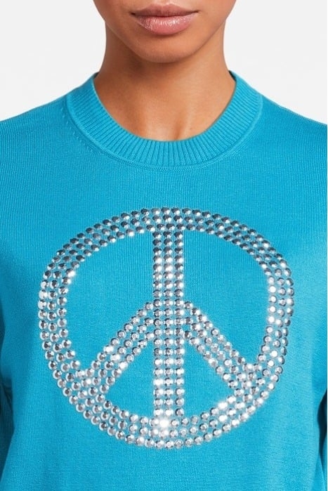 PEACE SYMBOL COTTON SWEATER BLUE 4
