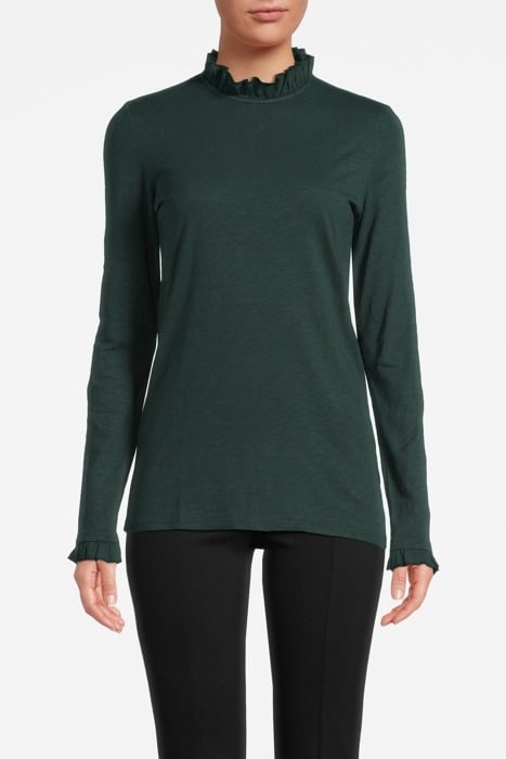 ORGANIC SLUB FRILL LONGSLEEVE MIDNIGHT JADE 1