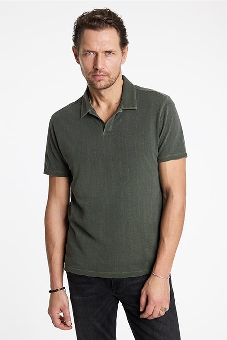 ZION SS JACQUARD GARMENT DYE POLO TARP GREEN 2