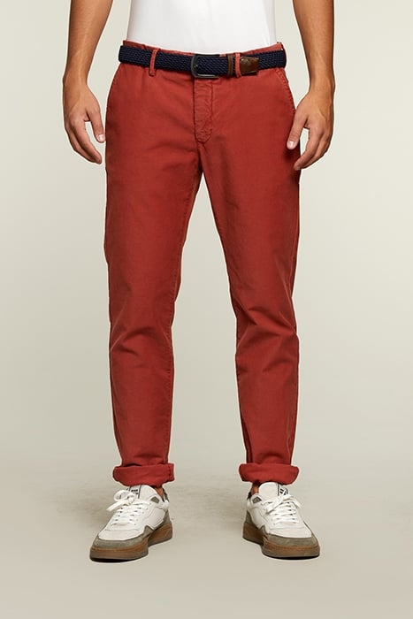 SLIM FIT COTTON CHINO TERRA RED 1