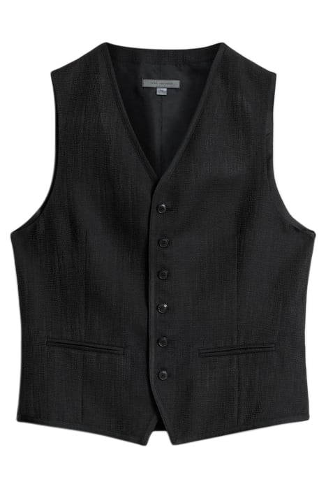 BUTTON FRONT CLOSURE VEST WITH SATIN TAP BLACK 2
