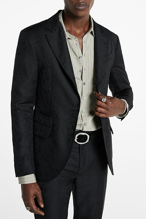 SLIM FIT NOTCH LAPEL JACKET WITH FLAP PO BLACK 1