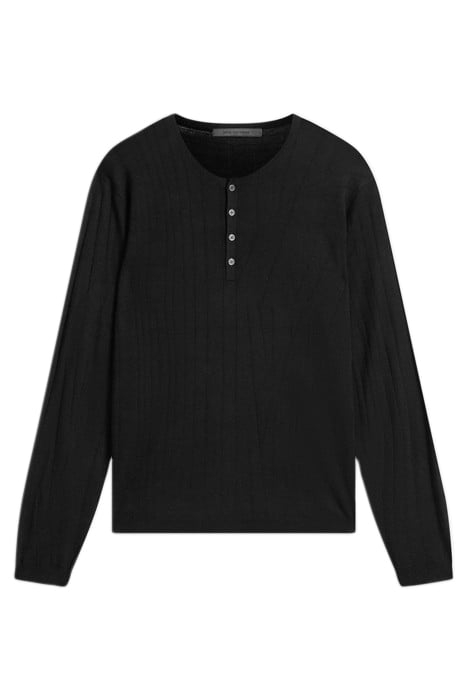 IVORA REGULAR FIT HENLEY WITH GRID STITC BLACK 2