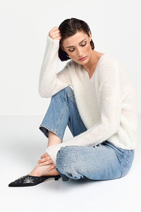 V-NECK PULLOVER PEARL WHITE 4