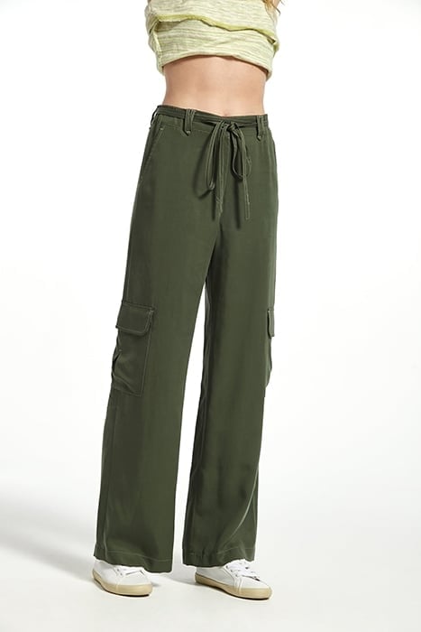 LYOCELL PALAU TROUSERS KAKI STITCHES CAMEL 1