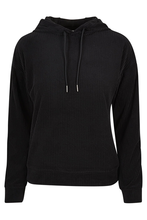 LADIES VELVET RIB HOODY BLACK 4