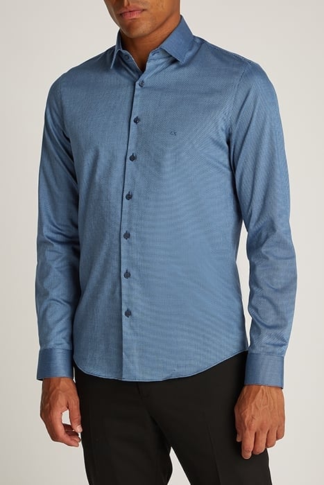 NON IRON TEXTURE SLIM FIT SHIRT MEDIEVAL BLUE 1