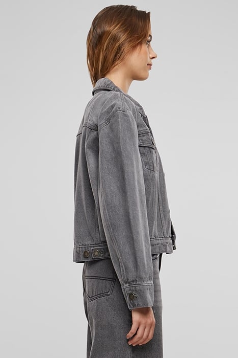 LADIES 80‘S OVERSIZED DENIM JACKET NEW GREY WASHED 5