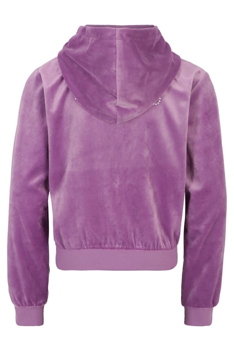 LONGUICH CROPPED VELVET HOODY JACKET LAVENDER CRYSTAL 2