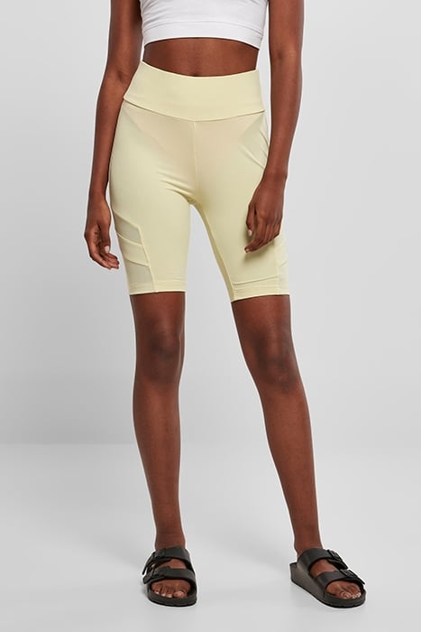 LADIES HIGH WAIST TECH MESH CYCLE SHORTS SOFTYELLOW 1