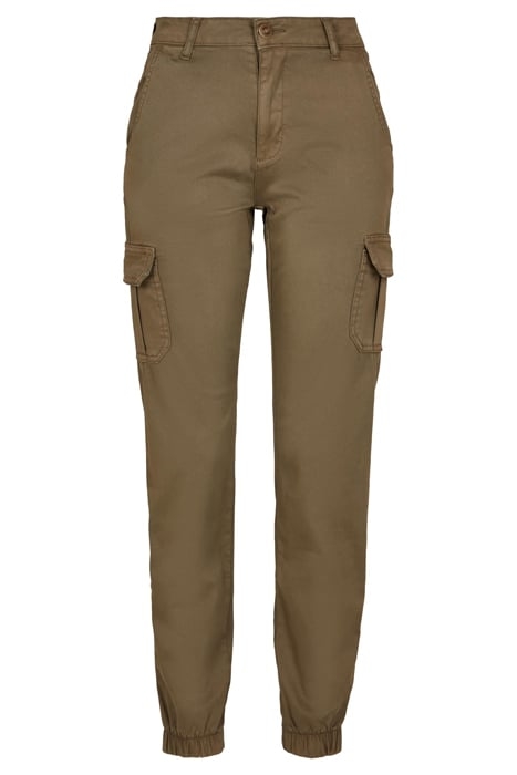 LADIES HIGH WAIST CARGO PANTS OLIVE 4