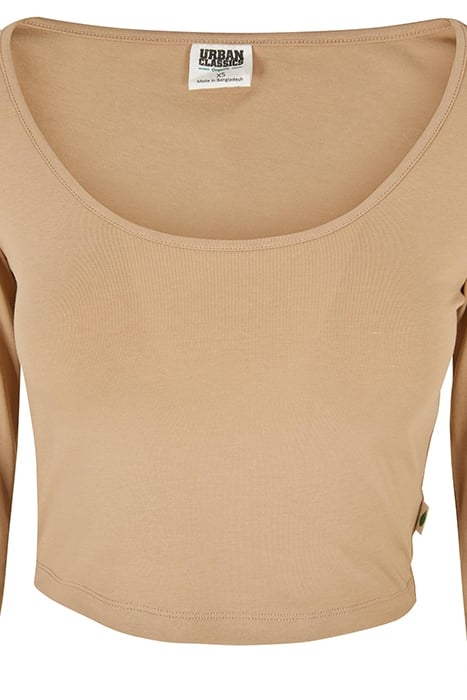 LADIES ORGANIC WIDE NECK CROPPED LONGSLEEVE UNIONBEIGE 8