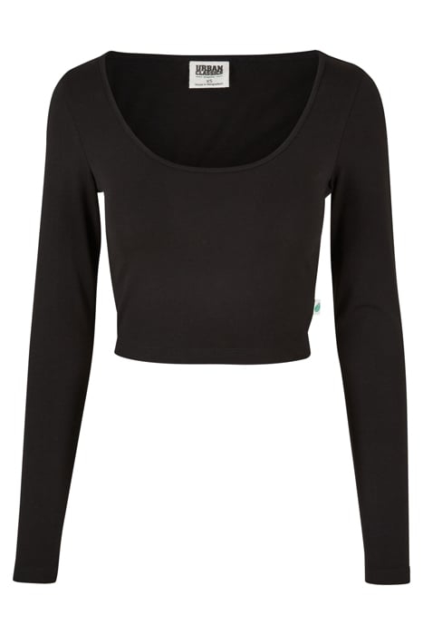 LADIES ORGANIC WIDE NECK CROPPED LONGSLEEVE BLACK 4