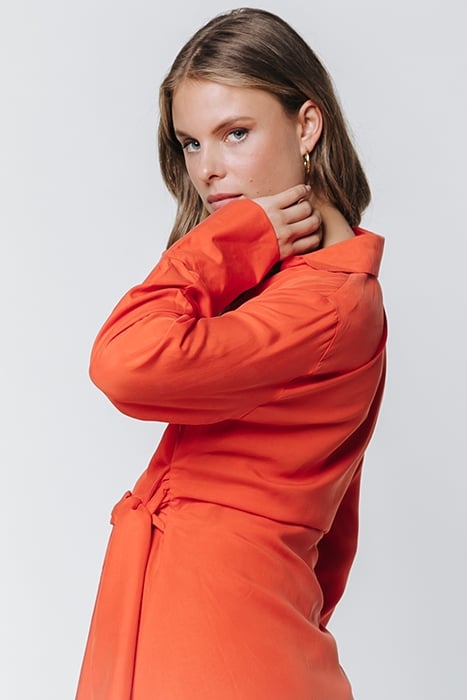 HETTE UNI WRAP MINI DRESS BRIGHT ORANGE 7