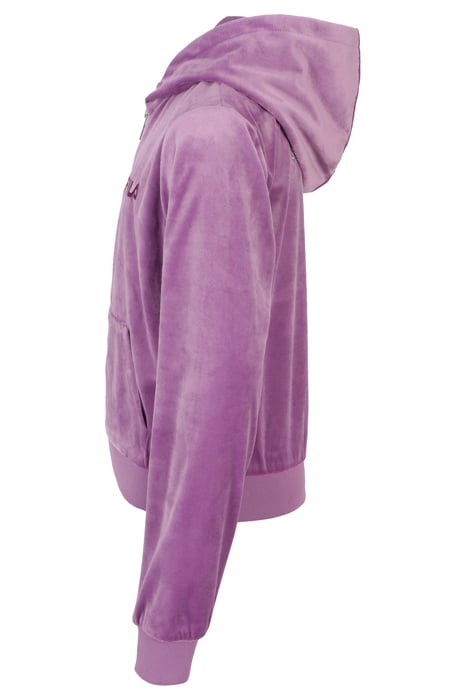 LONGUICH CROPPED VELVET HOODY JACKET LAVENDER CRYSTAL 3