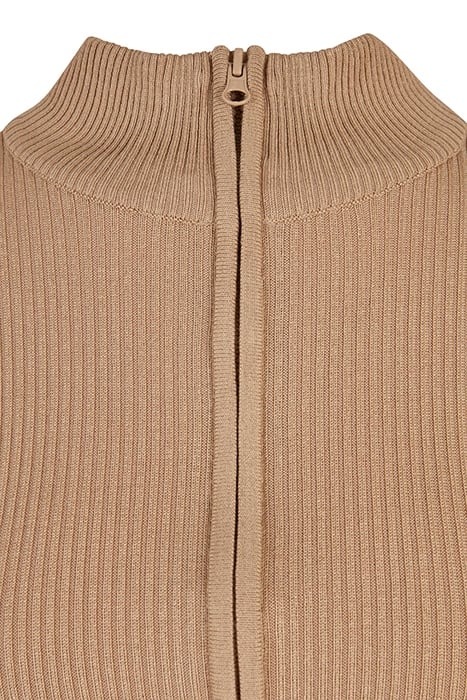 LADIES CROPPED RIB KNIT ZIP CARDIGAN UNIONBEIGE 8