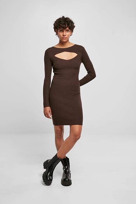 LADIES CUT OUT DRESS BROWN 3