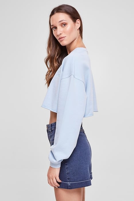 LADIES CROPPED FLOWER EMBROIDERY TERRY CREWNECK BALTICBLUE 6