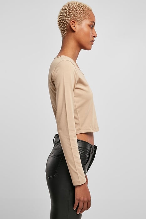 LADIES ORGANIC WIDE NECK CROPPED LONGSLEEVE UNIONBEIGE 7