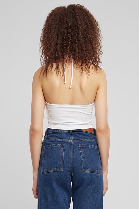 LADIES CROPPED NECKHOLDER TOP WHITE 2