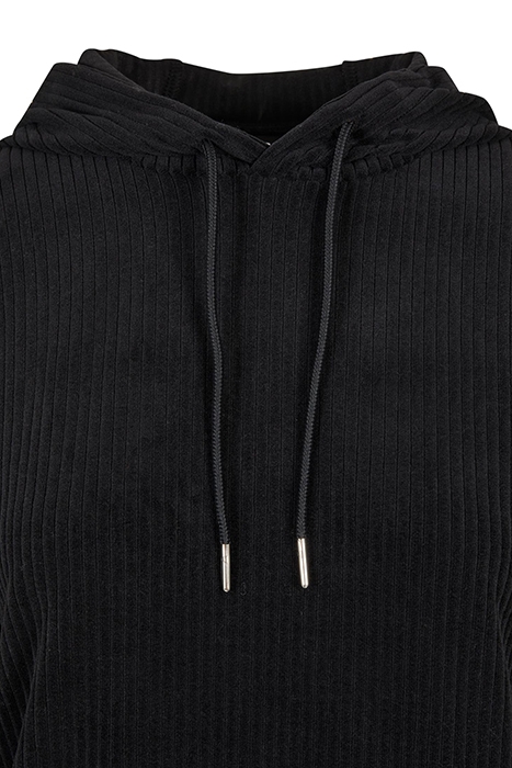 LADIES VELVET RIB HOODY BLACK 8