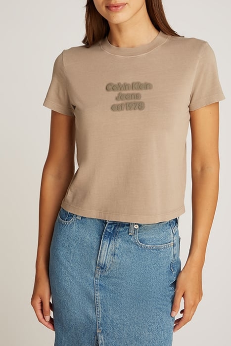 CALVIN KLEIN SLIM FIT WASHED PUFF PRINT T-SHIRT TAUPE GRAY 1