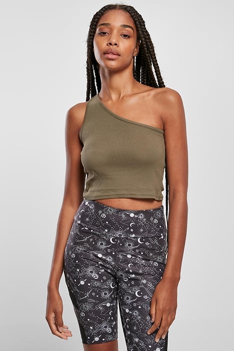 LADIES CROPPED ASYMMETRIC TOP KHAKI 1