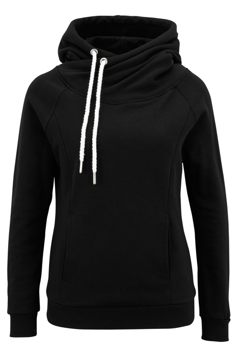 LADIES RAGLAN HIGH NECK HOODY BLACK 4