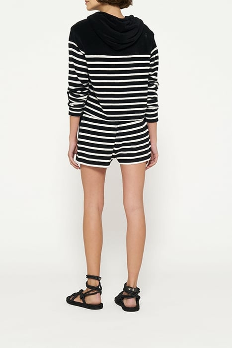 TERRY HOODIE STRIPES BLACK/ECRU 3