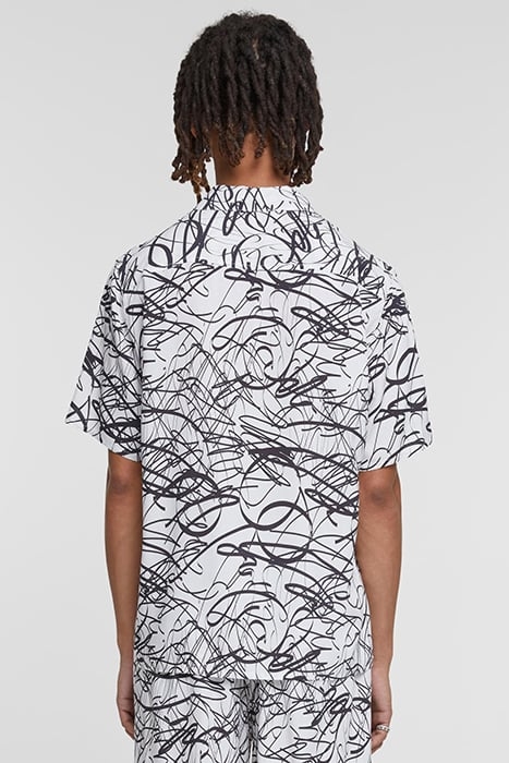 VISCOSE AOP RESORT SHIRT WHITESCRIBBLE 2