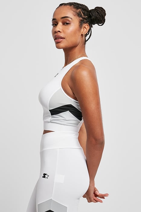 LADIES STARTER SPORTS CROPPED TOP WHITE/BLACK 6